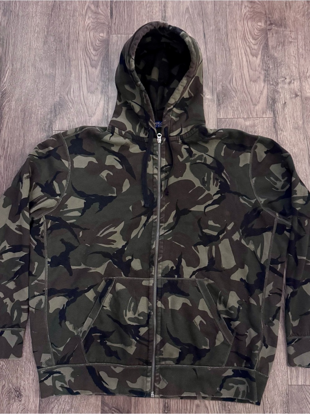 Polo Ralph Lauren Men's Green & Black Camo Zip Hoodie Size XXL